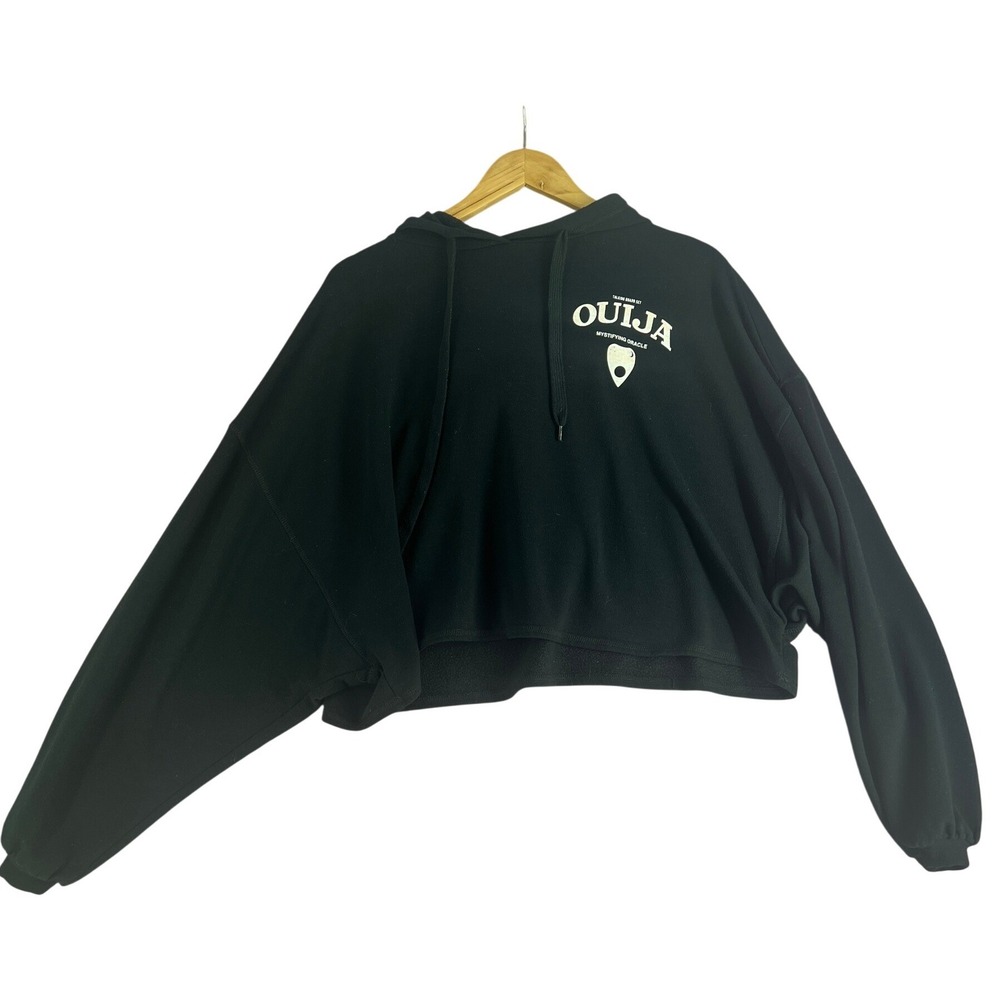 Ouija Mystifying Oracle Black Cropped Hoodie Graphic Sweatshirt XL Occult Goth
